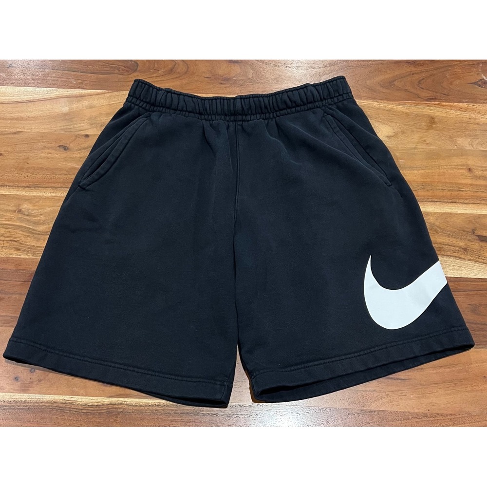 Nike Sportswear Big Swoosh Fleece Shorts Black White Mens Small AR3161-010